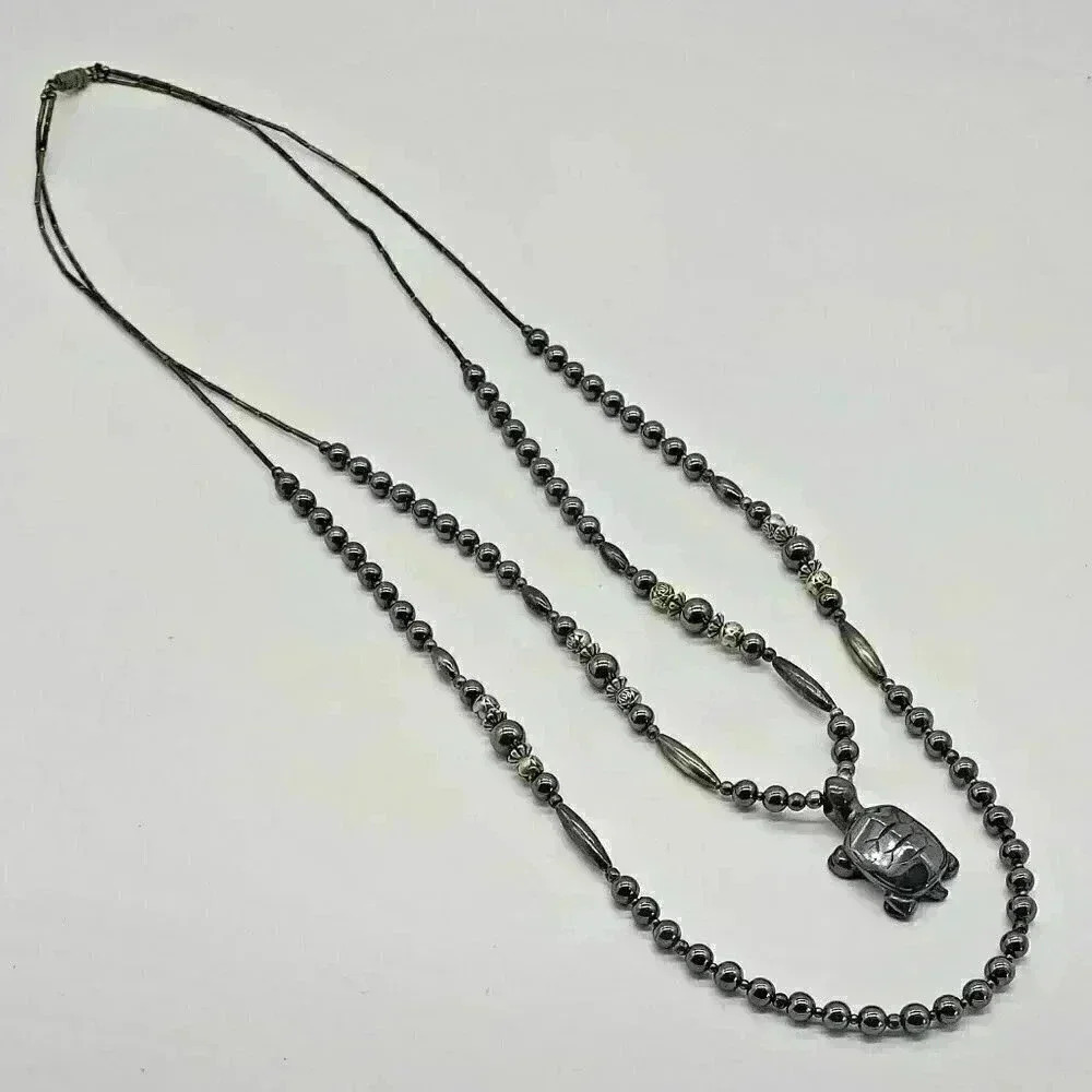 Hematite Turtle Necklace